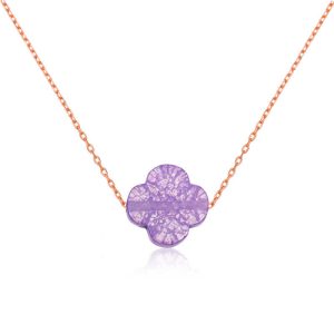 Gümüş Mor Yonca Bayan Kolye - Görsel 1