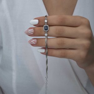 Gümüş Baget MaviTaşlı Kadın Bileklik - Görsel 1