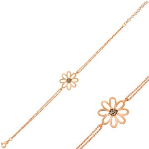 Gümüş Rose Çiçek Bayan Bileklik - Görsel 1