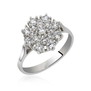 ​Gümüş Çiçek Desenli Bayan Yüzük - Görsel 1