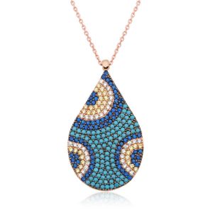 Gümüş Damla Nazar Bayan Kolye - Görsel 1