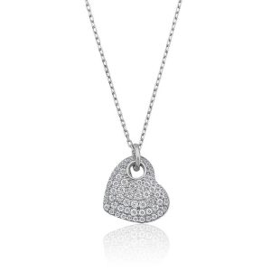 Gümüş Kalp Bayan Kolye - Görsel 1