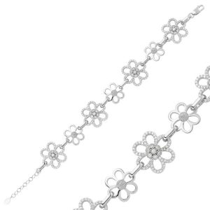 Gümüş Çiçek Bayan Bileklik - Görsel 1