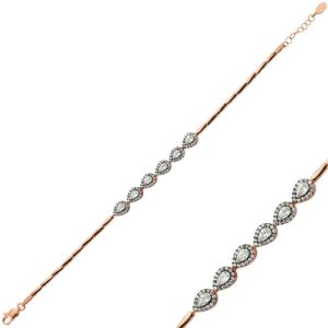 Gümüş Rose Elmas Montür Damla Bayan Bileklik - Görsel 1