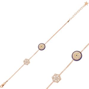 Gümüş Rose Nazarlı Kar Tanesi Bayan Bileklik - Görsel 1