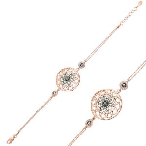 ​Gümüş Rose Yaşam Çiçeği Bayan Bileklik - Görsel 1