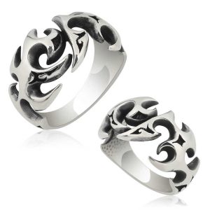 Gümüş Tribal Desenli Erkek Yüzük - Görsel 1