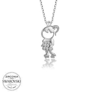 Swarovski Taşlı Gümüş Çocuk Bayan Kolye - Görsel 1