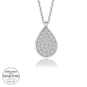 Swarovski Taşlı Gümüş Damla Bayan Kolye - Görsel 1