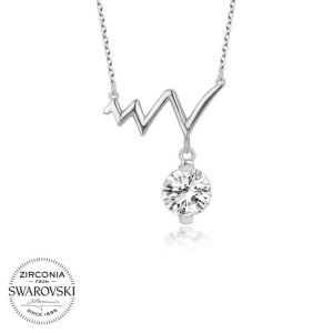 Swarovski Taşlı Gümüş Ritim Bayan Kolye - Görsel 1