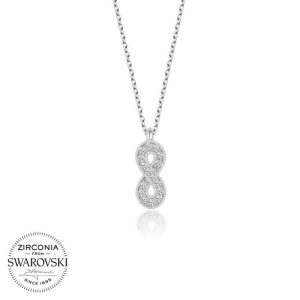 Swarovski Taşlı Gümüş Sonsuzluk Bayan Kolye - Görsel 1