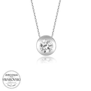 Swarovski Taşlı Gümüş Tektaş Bayan Kolye - Görsel 1