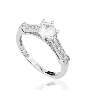 Gümüş Tek Taş Bayan Yüzük - Görsel 1